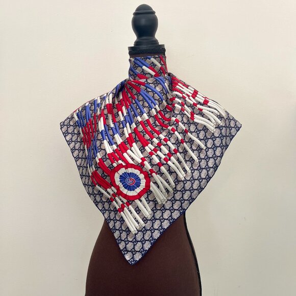 New Gucci Scarf Logo Blue Scarf with Gucci Gift Box - Picture 15 of 15